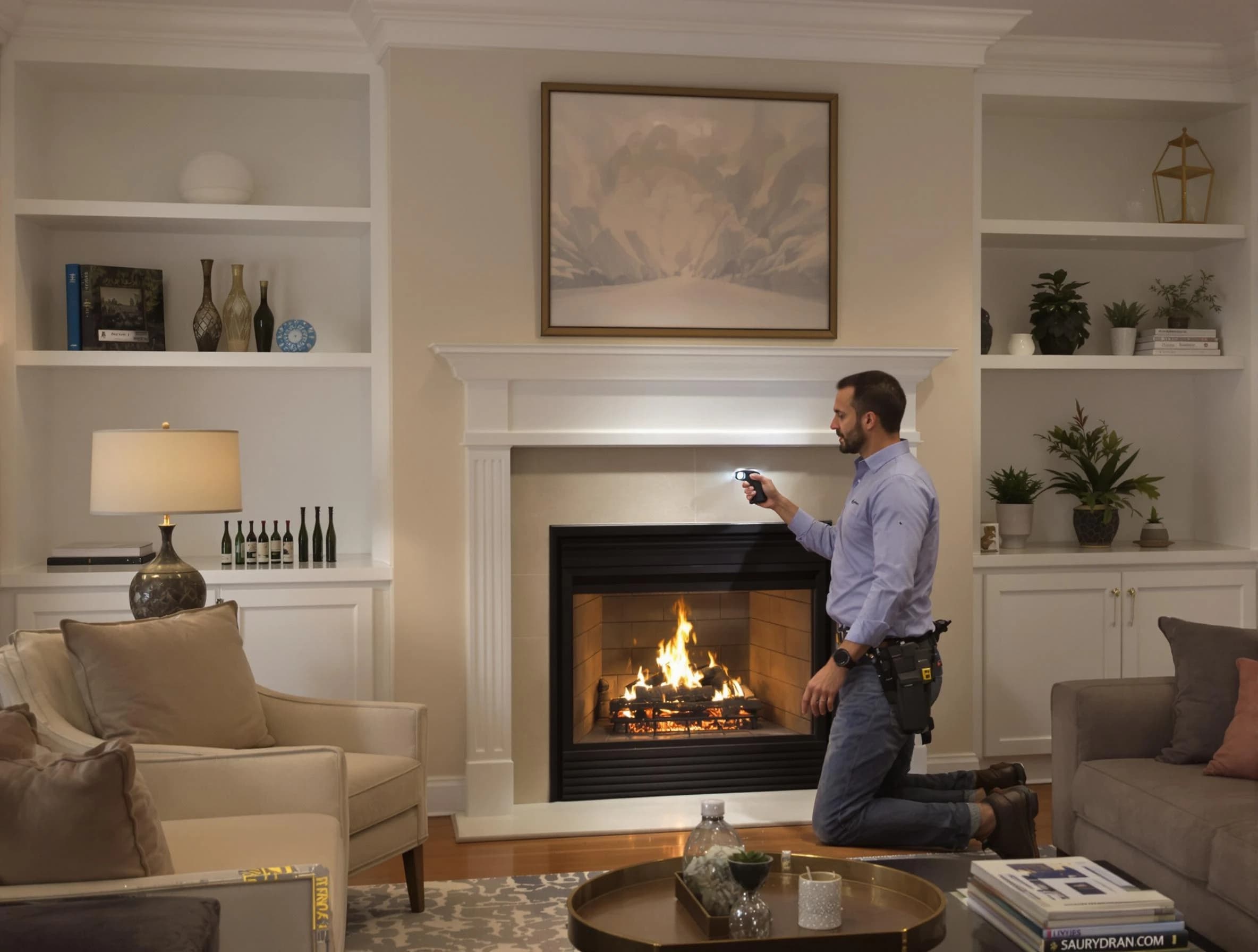 Bennett Chimney Sweep conducting a fireplace safety inspection in Bennett, CO