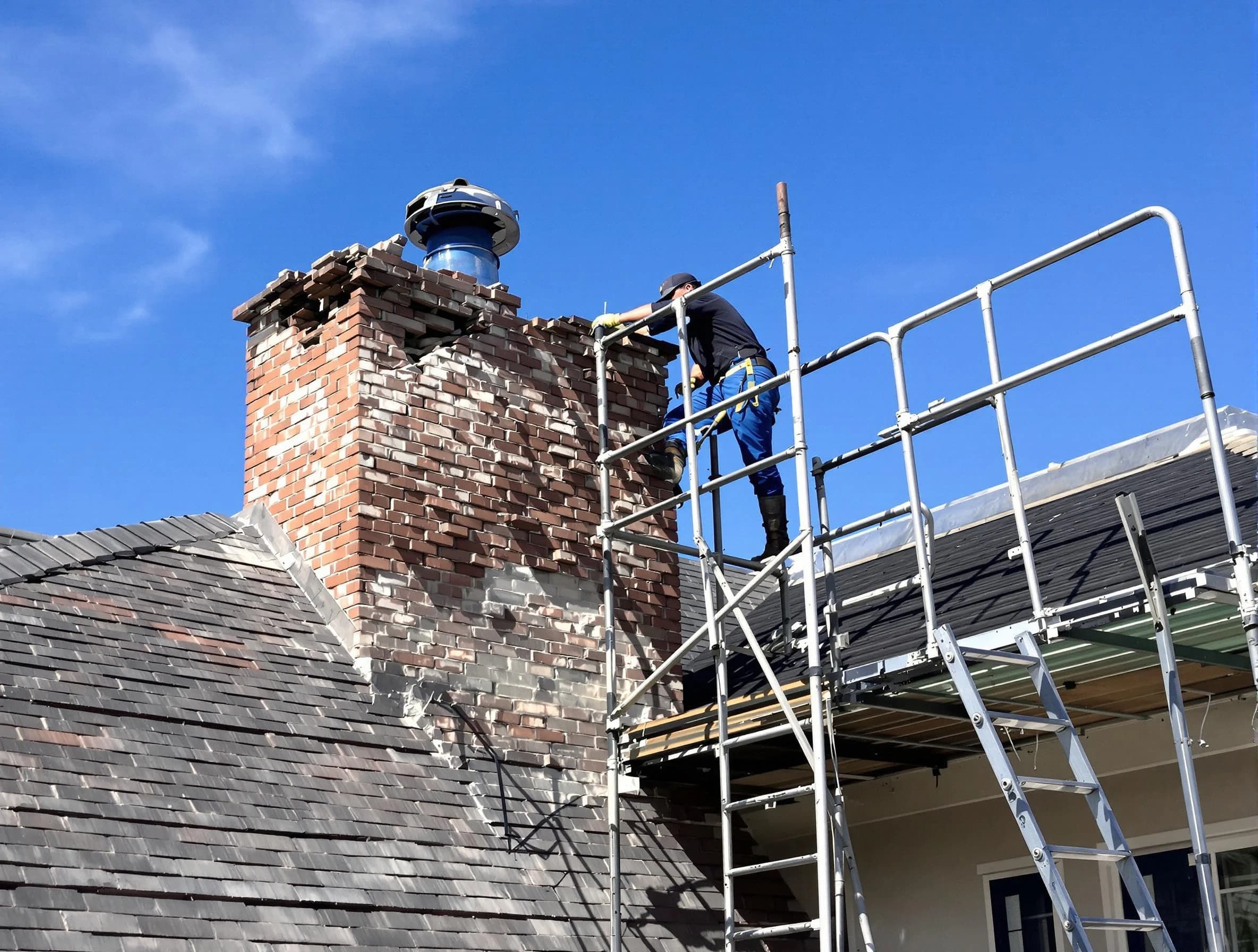 Rebuilding a chimney structure by Bennett Chimney Sweep in Bennett, CO