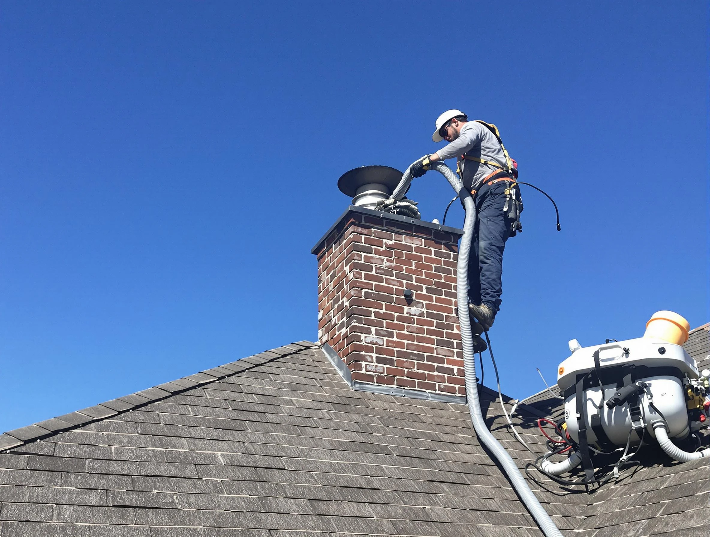 Dedicated Bennett Chimney Sweep team member cleaning a chimney in Bennett, CO