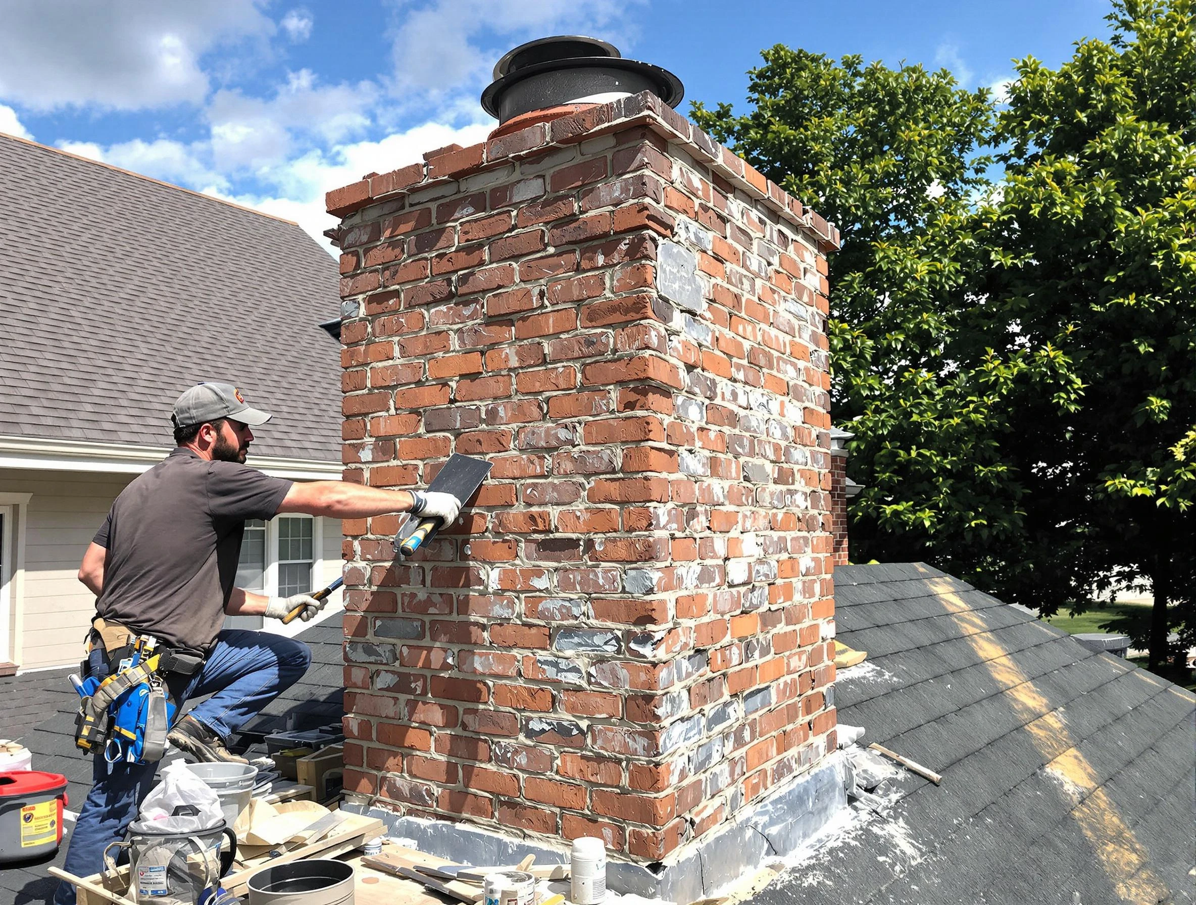 Completed chimney rebuild by Bennett Chimney Sweep in Bennett, CO