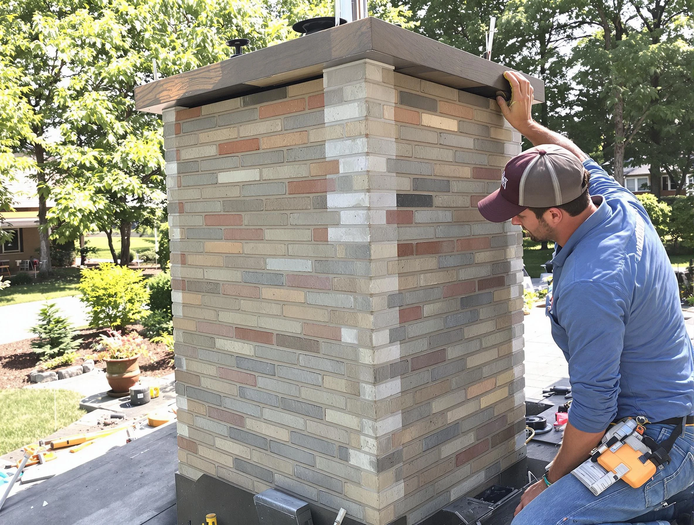 Bennett Chimney Sweep completing a modern chimney remodel in Bennett, CO