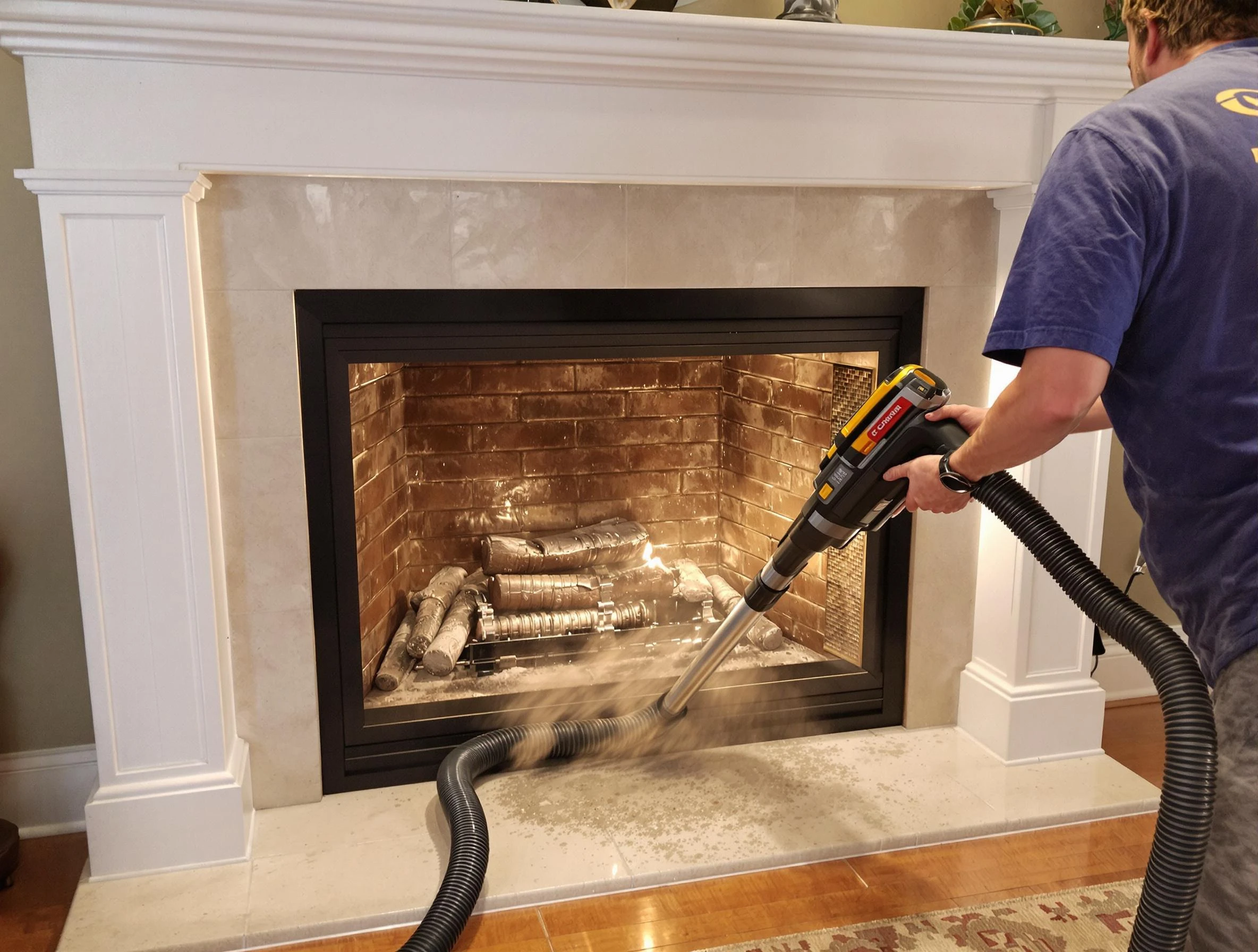 Fireplace cleaning performed by Bennett Chimney Sweep in Bennett, CO